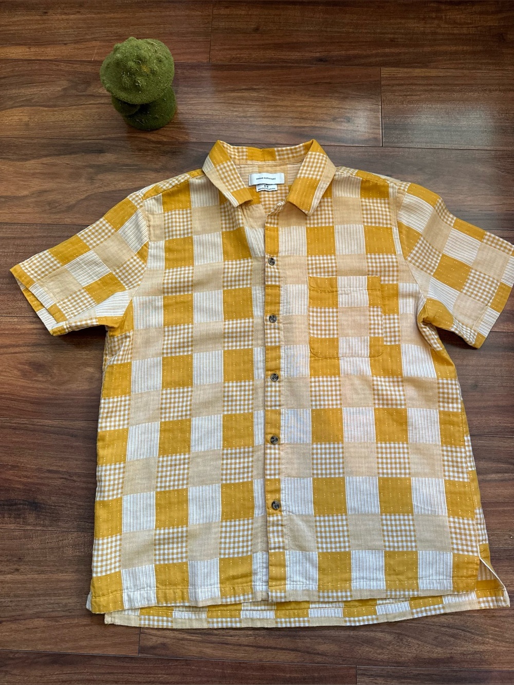 Urban Outfitters Yellow Patchwork Gingham Button-Up